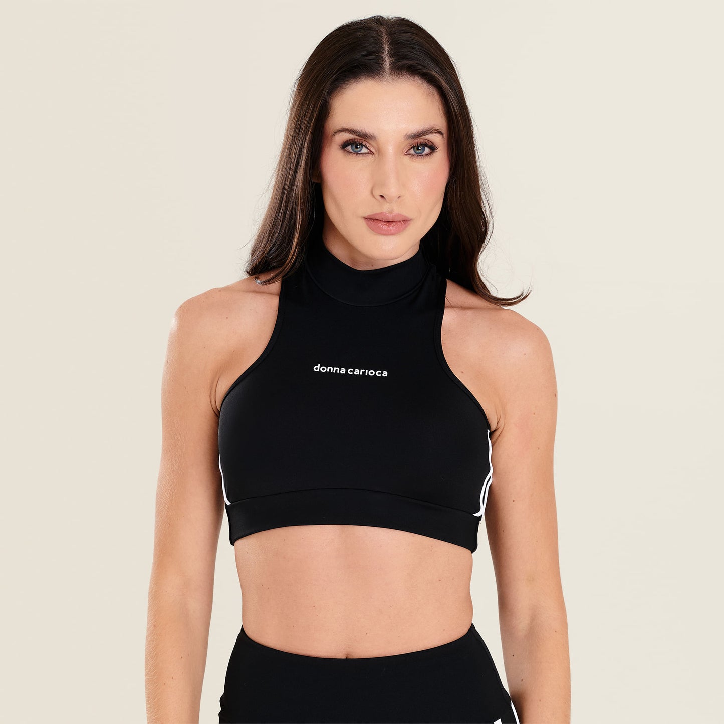 Top Core Preto Poliamida Com Bojo