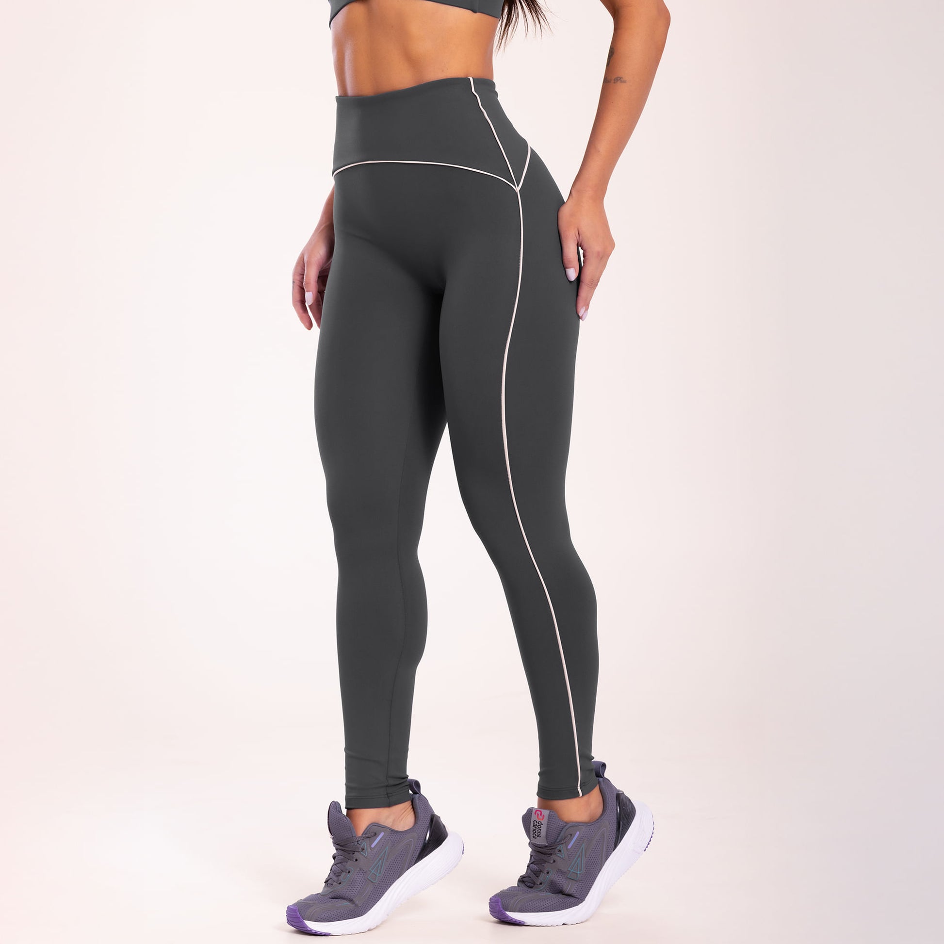 Legging Agile Cinza Carbox Poliamida