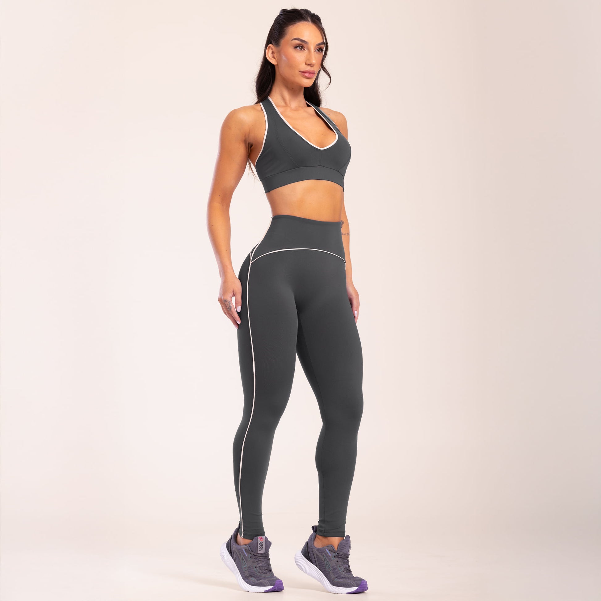 Legging Agile Cinza Carbox Poliamida