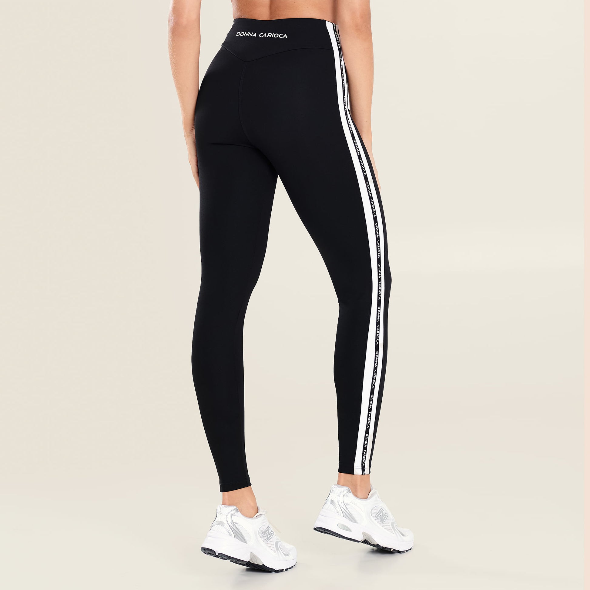 Legging Force Preto Poliamida Com Estampa Emborrachada