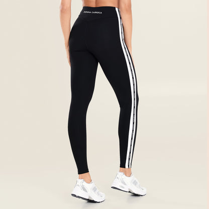 Legging Force Preto Poliamida Com Estampa Emborrachada