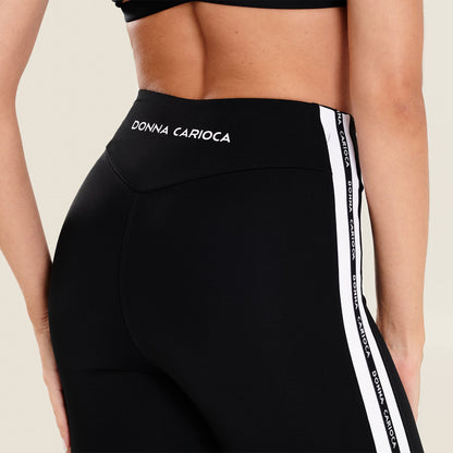 Legging Force Preto Poliamida Com Estampa Emborrachada