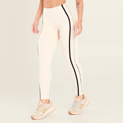 Legging Limitless Soft Beige Poliamida Com Estampa Emborrachada