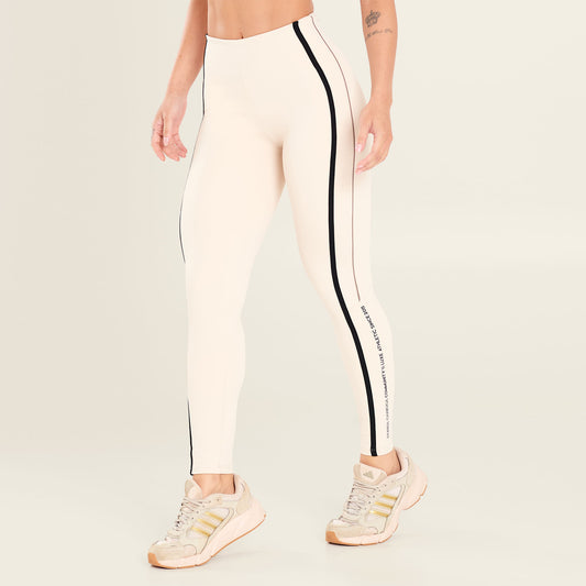 Legging Limitless Soft Beige Poliamida Com Estampa Emborrachada
