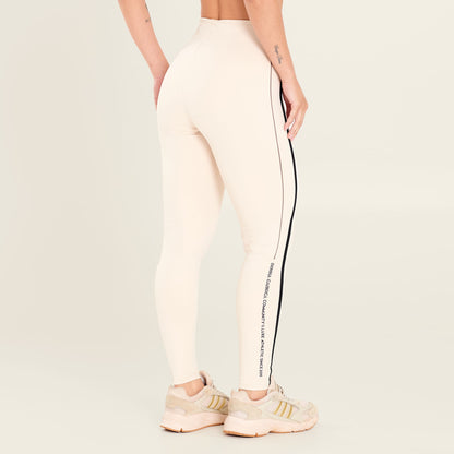 Legging Limitless Soft Beige Poliamida Com Estampa Emborrachada