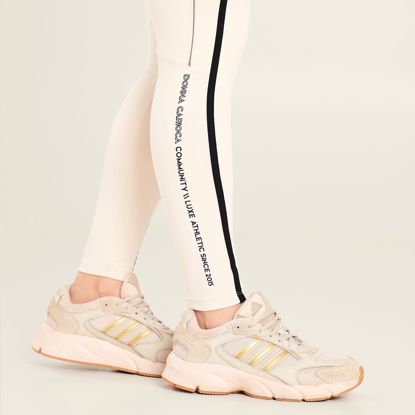 Legging Limitless Soft Beige Poliamida Com Estampa Emborrachada