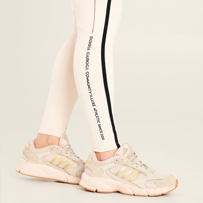 Legging Limitless Soft Beige Poliamida Com Estampa Emborrachada