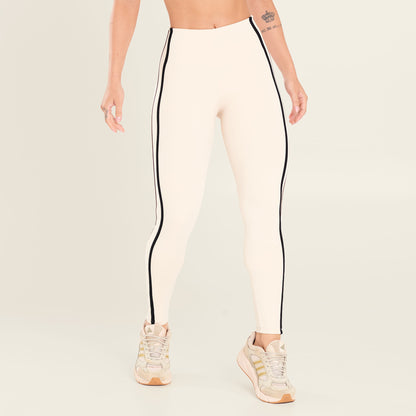 Legging Limitless Soft Beige Poliamida Com Estampa Emborrachada
