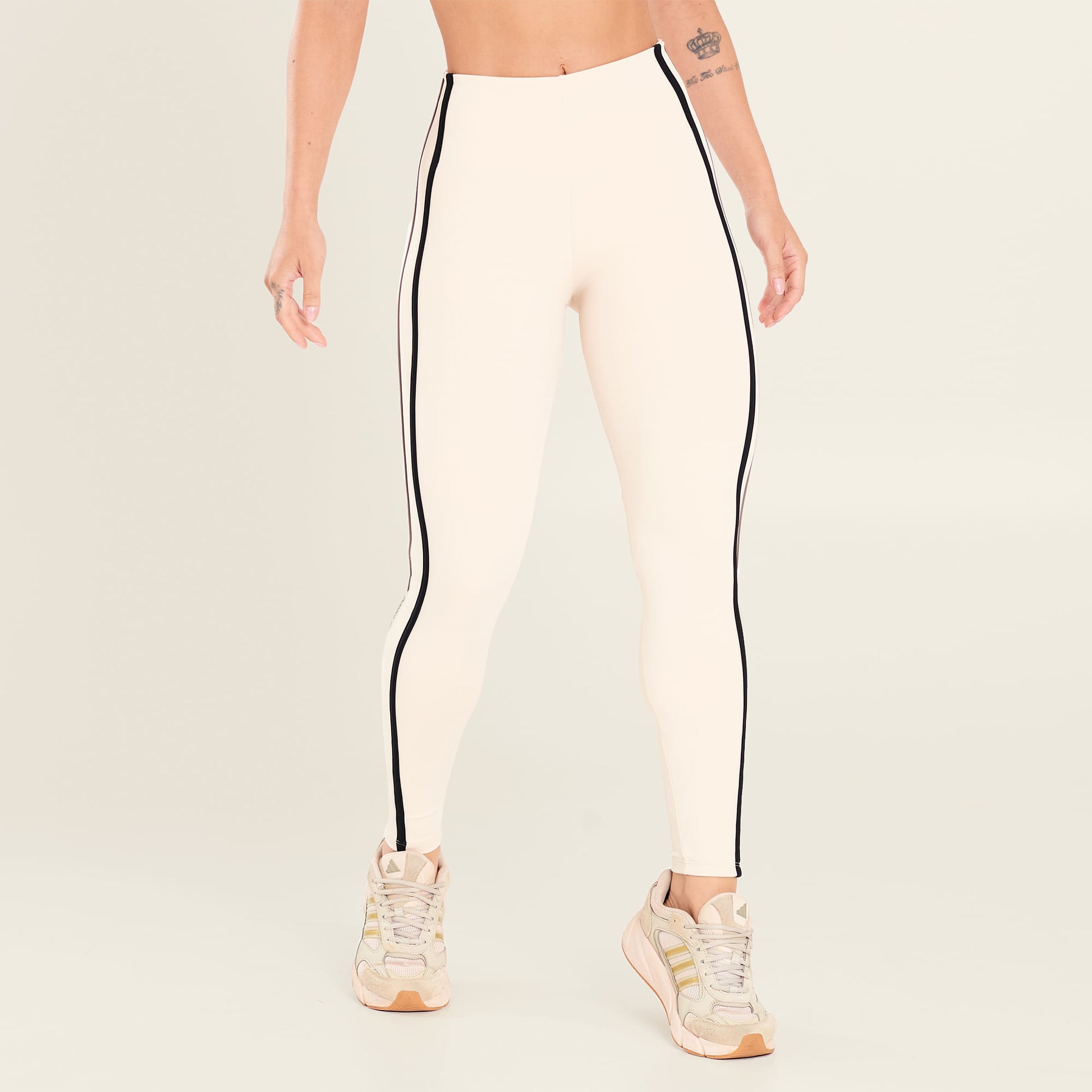 Legging Limitless Soft Beige Poliamida Com Estampa Emborrachada