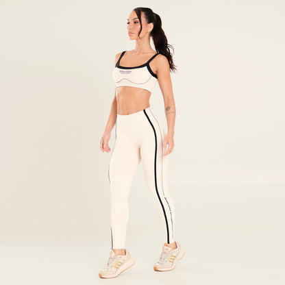 Legging Limitless Soft Beige Poliamida Com Estampa Emborrachada