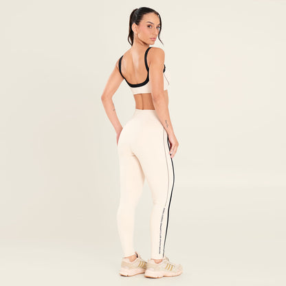 Legging Limitless Soft Beige Poliamida Com Estampa Emborrachada