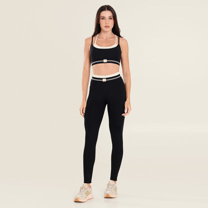 Legging Luxury Preta Poliamida Com Bolso