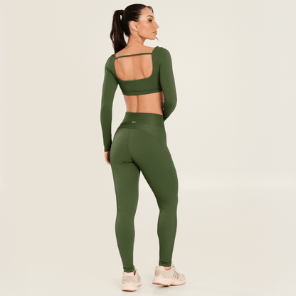 Legging Precision Verde Militar Canelado