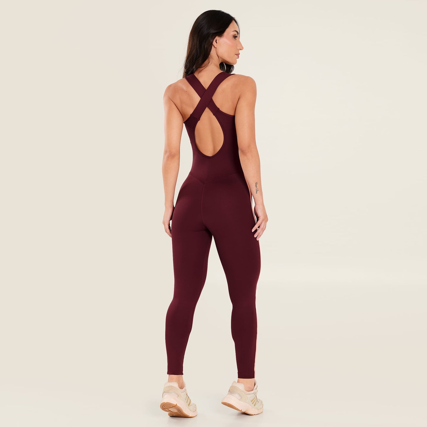 Macacão Fit Heat Vinho Valentino Poliamida Com Bojo
