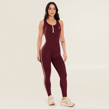Macacão Fit Heat Vinho Valentino Poliamida Com Bojo
