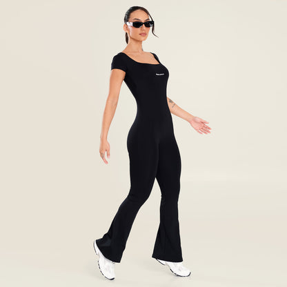 Macacão Deluxe Fit Preto Poliamida Com Bojo