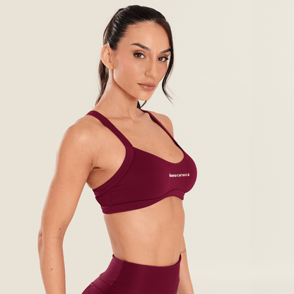 Top Glam Mulberry Vinho Canelado Com Bojo