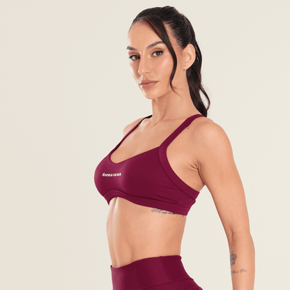 Top Glam Mulberry Vinho Canelado Com Bojo