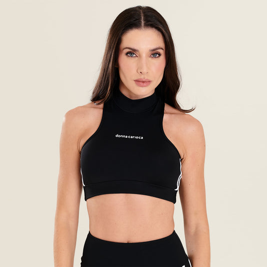 Top Core Preto Poliamida Com Bojo