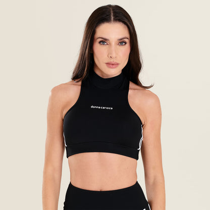 Top Core Preto Poliamida Com Bojo