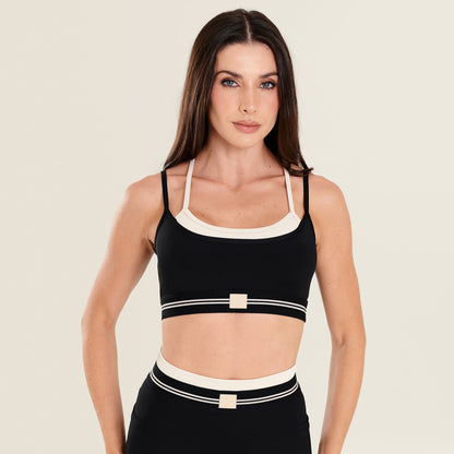 Top Luxury Preto Poliamida Com Bojo