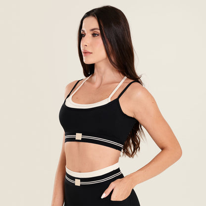 Top Luxury Preto Poliamida Com Bojo