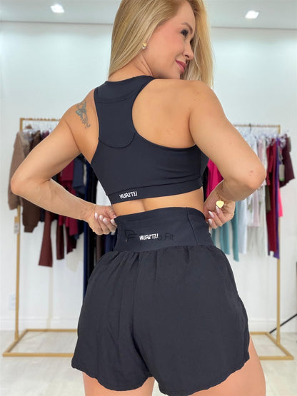 Conjunto Noir Saia Dona Fit